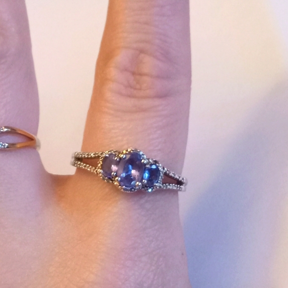 Purple Tanzanite, Diamonds, and White Stones on 925 Band Size 10 - Picture 1 of 9